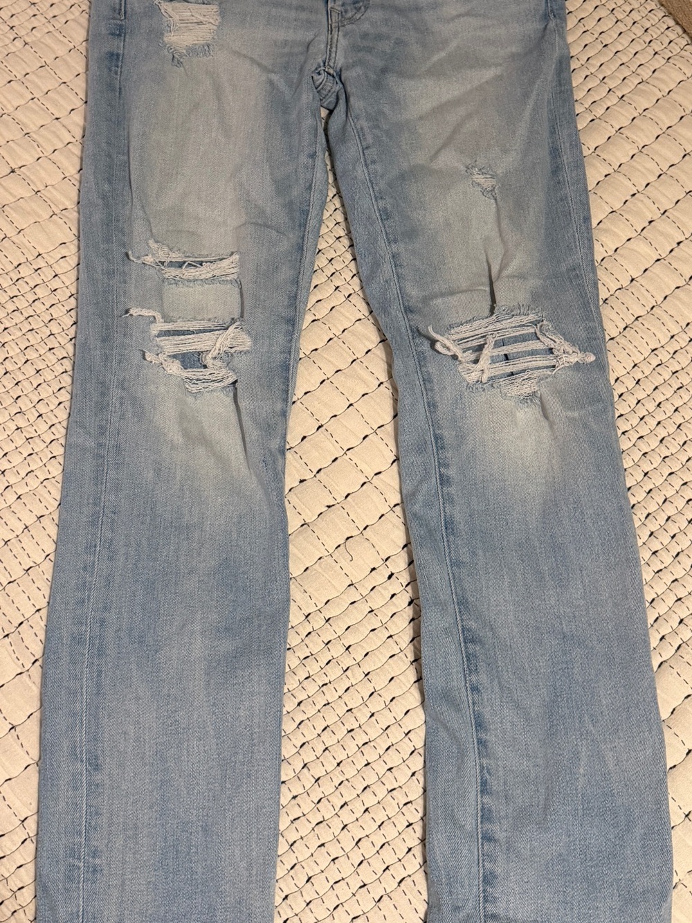 American Eagle Outfitters Light Blue Ripped Slim Straight Jeans